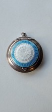 Antique Levi & Salaman Silver and Guilloche Enamel Compact Powder Pendant 1917