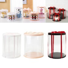 4 6 8 10 12" Clear PVC Birthday Xmas Wedding Gift Boxes Cake Box Rose Bear Box