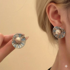 Vintage Pearl & Conch Earrings
