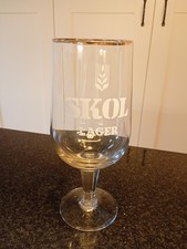 LARGE 1L SKOL LAGER GLASS gold