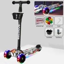 Adjustable Kids scooter 3 wheels kids kick push Flashing Led Light Up For Gift