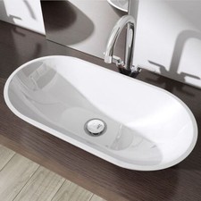 Durovin Bathroom Wash Basin Stone Resin Countertop Large Oval Sink & 600x300mm