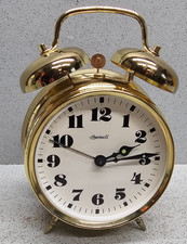 Vintage Ingersoll Twin-Bell Alarm Clock – Brass Tone, Wind-Up Mechanical