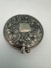 Vintage Pewter Floral Compact