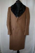 Vtg Simon Crombie wool overcoat fur collar large winter warm sz M mod revival