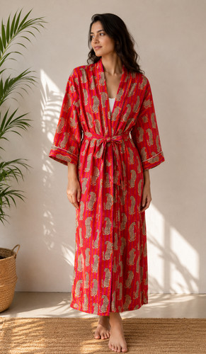 Women cotton kimono - kimono, robe