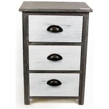 LARGE SHABBY CHIC BEDROOM 3 DRAWER UNIT BEDSIDE STORAGE WOODEN BOX JEWELLERY SET