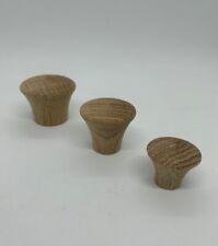 Shaker Oak Wooden Cabinet Door/Drawer Knob - 34mm, 43mm & 54mm Ø - UNFINISHED