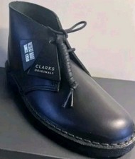 Clarks Originals DESERT BOOT Ladies Black Polished Leather Boots UK Sz 7 D EU 41