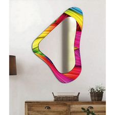 Colorful Abstract Shape Mirror - Funky Asymmetrical Wall Art for Modern Home