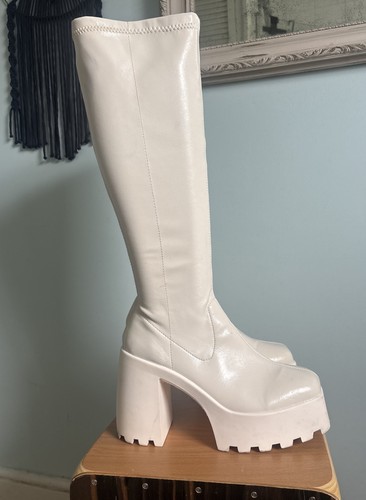 White zip knee high - white,