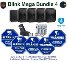 Blink Outdoor Mega Bundle Sync Module, 4 Cameras, 8GB USB + Batteries + 5 CCTV