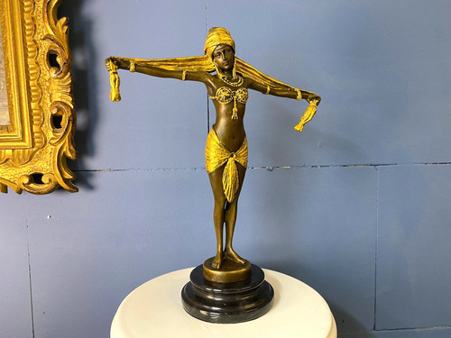 Bronze sculpture scarf dancer - bronze,