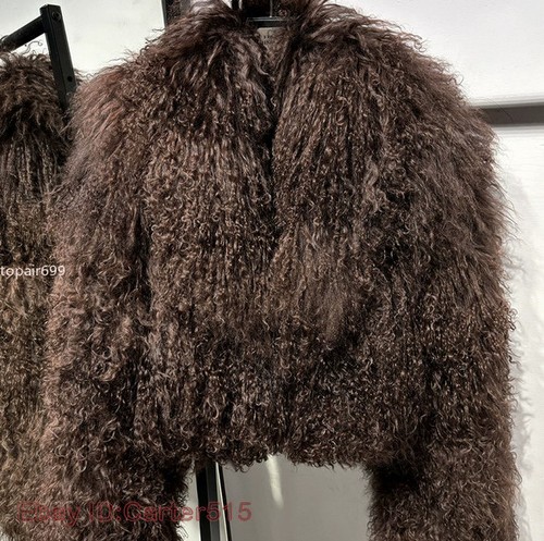 Women coat curly long - curly, lapel