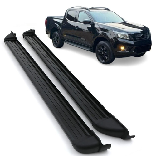 Black aluminium side steps - black,