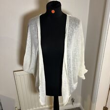 Emerson Ladies Lace Panel Open Fronted Cardigan In Cream