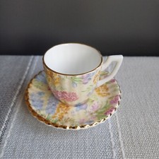 Grosvenor China Miniature Cup & Saucer Jackson & Gosling England Floral Vintage 