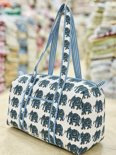 Blue cotton duffle bags - blue,