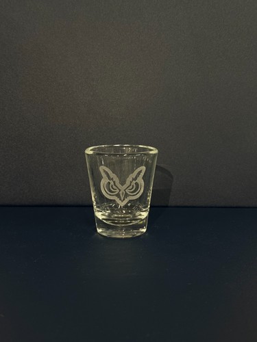 Owl head laser engraved shot - laser,