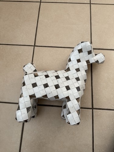 Handmade woven paper card dog - handmade,