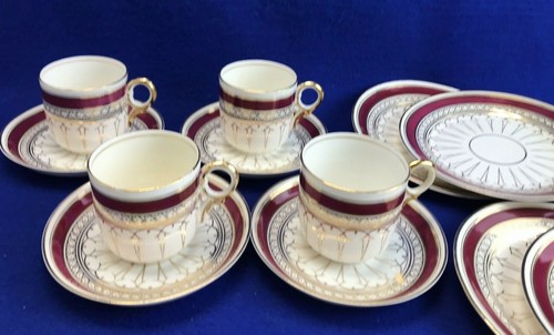Antique red gold coffee - &, cups