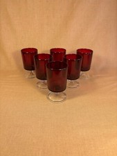 Set Of 6 Vintage 70s 80s Luminarc Ruby Red Aperitif Wine Glasses