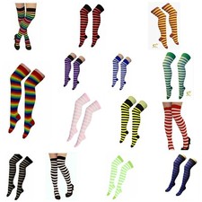 Women's Girls Striped OVER The KNEE Socks Ladies Thigh High Stretchy OTK 12 PACK