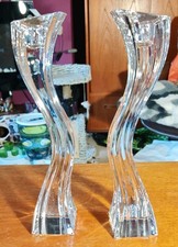 Pair of Kenneth Turner Tall Crystal Candlesticks Holders 30cm high 
