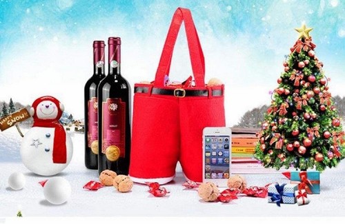 Red felt christmas treat - red, bags