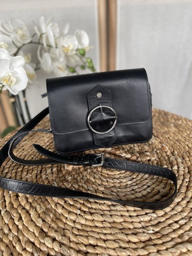 Topshop black leather small