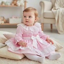 Baby Girl Dress Frilly Lace Bow Puffball Wee Me Frilly Party Special Occasion