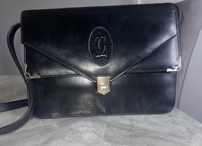 Vintage Cartier Cross Body Black Handbag In Great Conditions Pre-Owned