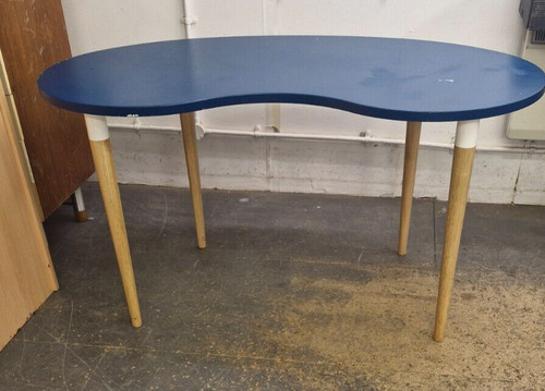 Blue ikea kidney shaped - ikea, desk
