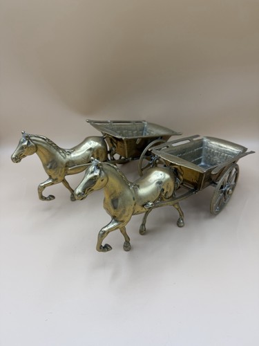 Pair vintage brass horse - brass,