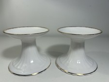 X2 Royal Albert Val D'Or Candlestick Candle Holder White/Gold Trim Vintage 1970s