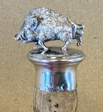 925 German Silver Boar Bottle Stopper – Figural Hallmarked Barware 25g