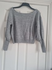 Womens Primark Grey Cropped Light Weight Jumper~ Size 6/8~eu 34-36