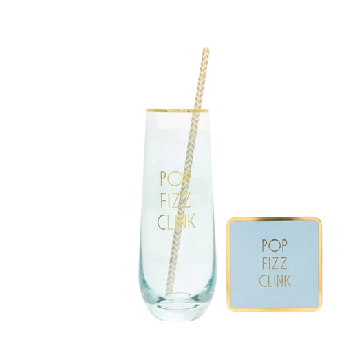 Flute glass coaster - flute, straw