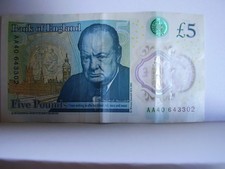 AA40 Bank Of England £5 Five Pound Note QUEEN'S HEAD Plastic/Polymer AA40 643302