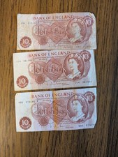 3 x Hollom Ten Shillings 10 bob bank notes