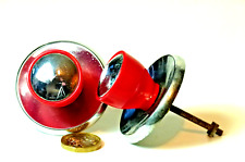 STYLISH PAIR AMERICAN DINER STYLE RED & CHROME KNOB PULL HANDLES 1950s