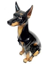 Vintage 1970s Life Size Ceramic Dobermann Dog Statue / Floor Standing Antique
