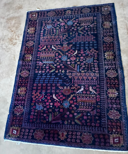Vintage wool rug - wool, hand