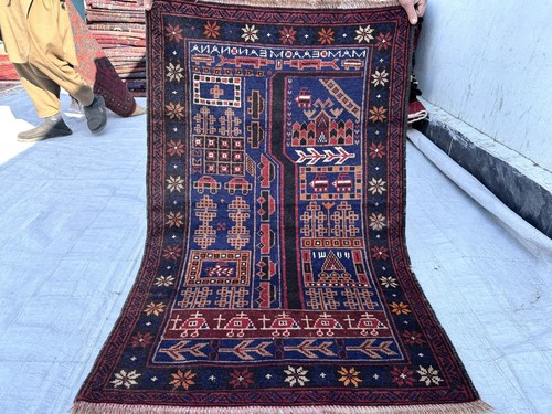 Blue hand knotted afghan - blue,