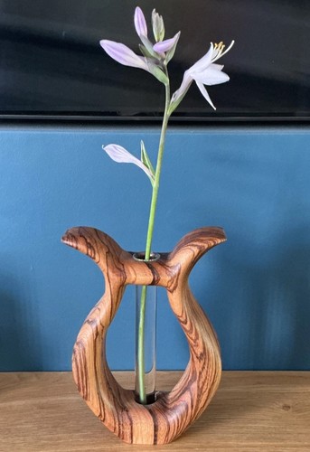 Wood glass bud vase - wood,