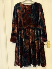 Pre Owned Hobbs Women's Multicolored Velvet Shift Dress Size 16 Knee Length