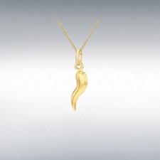Genuine 9ct Yellow Gold Small Horn of Life  Cornicello Pendant
