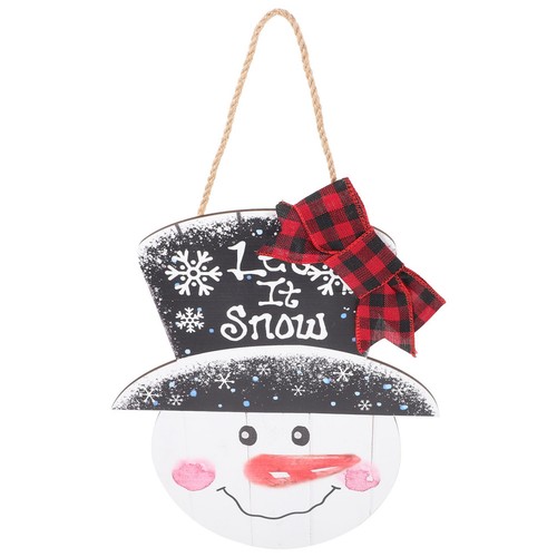 Wooden snowman door - snowman, sign