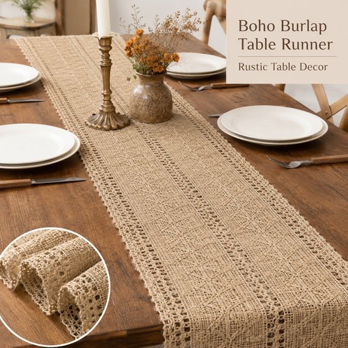 Boho rustic burlap table - boho,