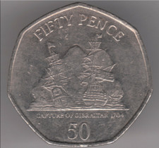 Gibraltar 50p Pence 2009 Copper-nickel Coin - Capture of Gibraltar